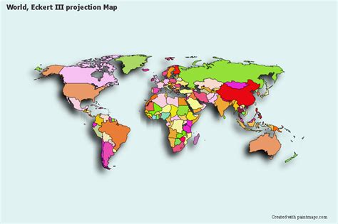 Create Custom World Eckert Iii Projection Map Chart With Online Free
