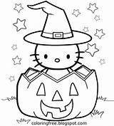 Halloween Coloring Pages Drawing Kitty Hello Printable Kids Color Cute Simple Pumpkin Easy Children Print Trick Treat Minion Witch Getdrawings sketch template