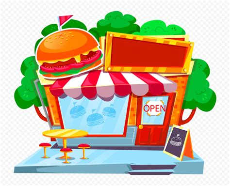 hd illustration cartoon burger restaurant png citypng