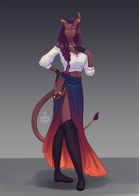 female tiefling character design character portraits female