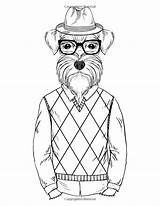 Coloring Schnauzer Pages Adult Adults Miniature Book Dog Operator Smooth Hipster Animal Printable Colouring Animals Books Stress Volume Management Choose sketch template