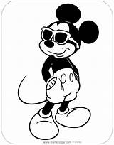Mickey Mouse Coloring Pages Summer Sunglasses Disneyclips Wearing sketch template