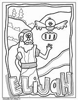 Elijah Coloring Testament Ravens Scripture Biblical Babel Doodles sketch template