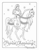 Coloring Princess Pages Horse Kids Riding Prince sketch template