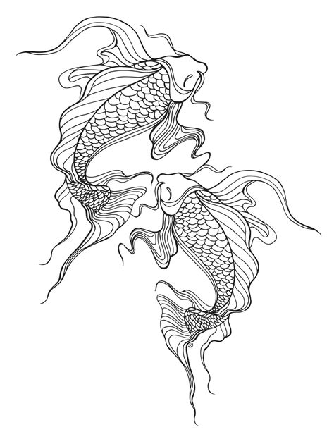 koi fish coloring pageline art drawingbw image coloring pages