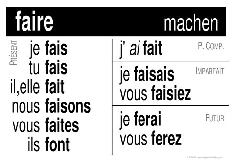 verbe faire gratis franzoesisch lernplakat wissens poster  kostenlose lernhilfen