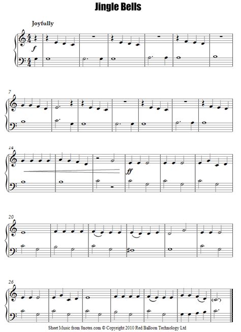 jingle bells easy sheet   piano notescom