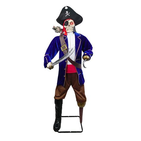 home accents holiday   skeleton pirate  talking zombie parrot