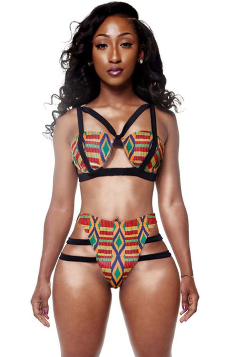 new womens african print inspired two piece bathing suit swimwear