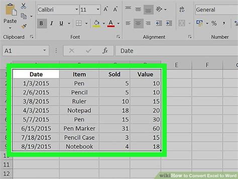 convert excel  word  steps  pictures wikihow