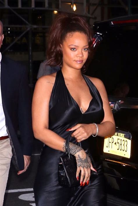 rihanna steps out in all black to a party in new york