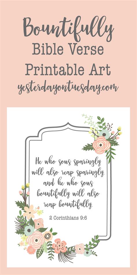 bountifully bible verse printable art yesterday  tuesday