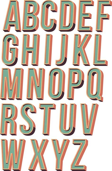 retro alphabet set vector