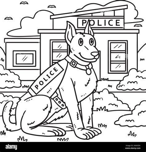 police dog coloring page  kids stock vector image art alamy