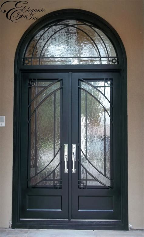 custom wrought iron door  arched transom iron front door french doors interior wrought