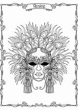 Erwachsene Karneval Adults Malbuch Feathers Venice Carnaval Justcolor Carnavale Adulti sketch template