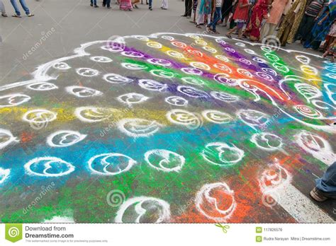 devotees coloured road on the eve of rath yatra in kolkata