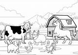 Farm Coloring Animals Gathering Happy Stock Bull Preview Dog Beware Sign sketch template