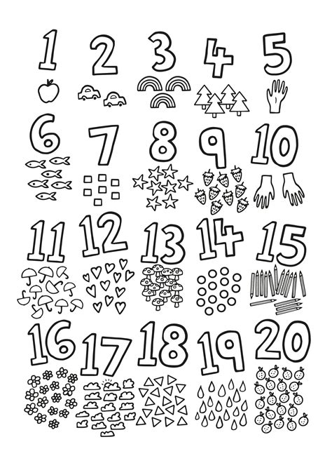 numbers colouring printable kid   village