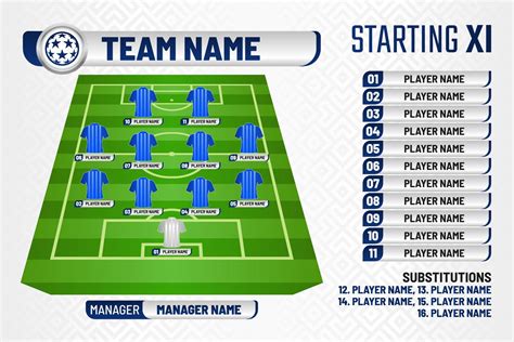football graphic  soccer starting lineup squad football starting xi
