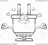 Plug Cartoon Coloring Mascot Hug Wanting Loving Electric Clipart Cory Thoman Outlined Vector 2021 sketch template