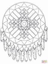 Coloring Pages Native American Dream Catcher Mandala Dreamcatcher Printable Adults Symbols Supercoloring Adult Mandalas Color Print Designs Colouring Printables Clipart sketch template