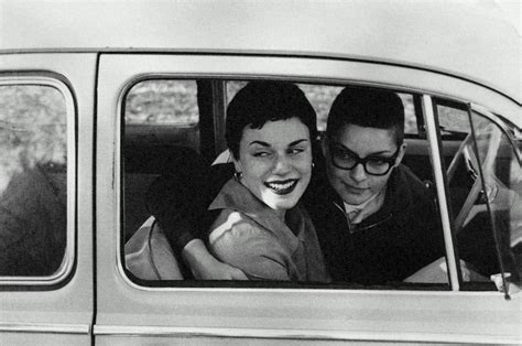 Lesbian Couple In Vintage Car Bandw Photograph By Angela Wyant