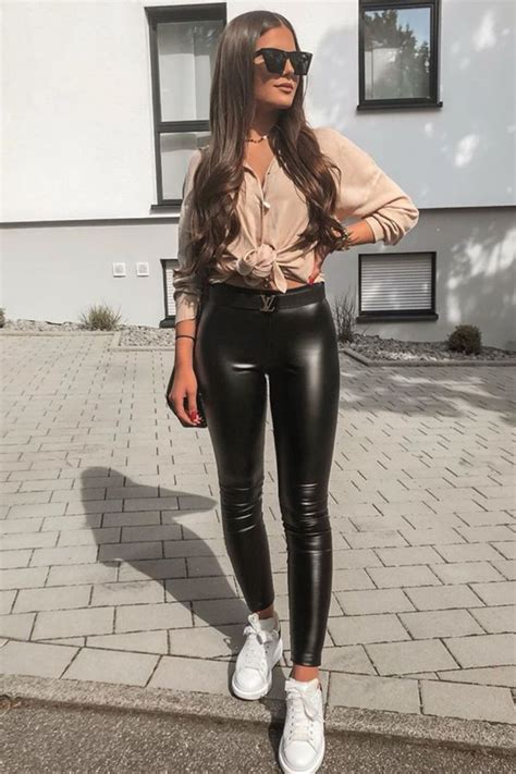 leather leggings outfit casual street fashion