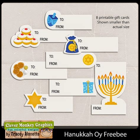 printable hanukkah gift tags clever monkey graphics