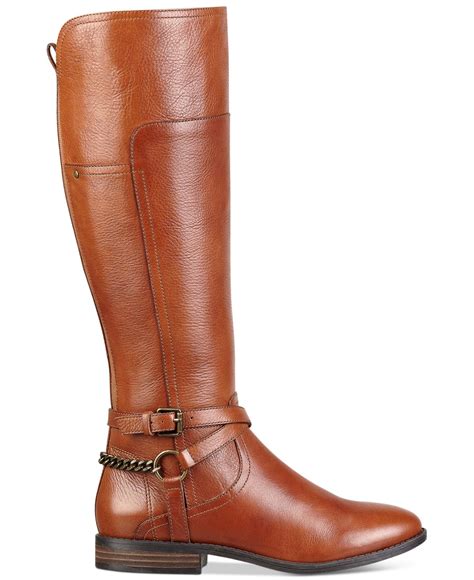 marc fisher alexis wide calf tall riding boots  brown brown leather