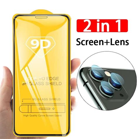 2 In 1 9d Camera Lens Tempered Glass Protector For Apple Iphone 11 Pro