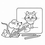Coloring Mouse Cat Pages Cartoon Outline Kids Little Pencils Book Rango Getcolorings Preview Getdrawings sketch template