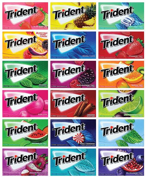 buy trident chewing gum sugar  assorted flavor  pack niro