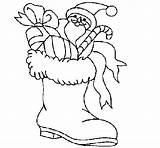 Coloring Boot Pages Santa Presents Boots Claus Christmas Template sketch template