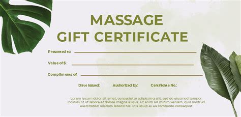 massage gift certificate  psd template shop fresh