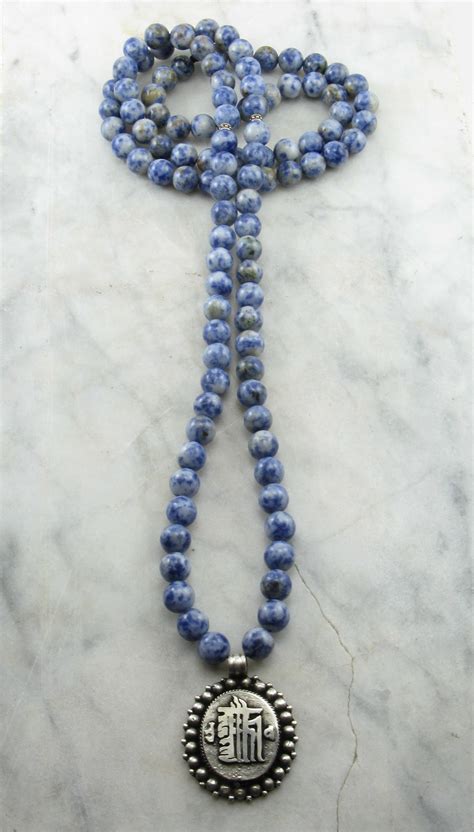 regal mala necklace 108 lapis mala beads buddhist prayer beads
