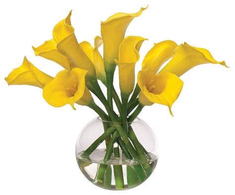 Calla Lily Silk Flower Centerpiece Yellow Contemporary Artificial