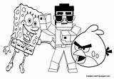Minecraft Coloring Pages Spongebob Angry Birds Stampy Printable Kids Week Boys Colouring Print Color Drawing Style Gangnam Book Mind Craft sketch template