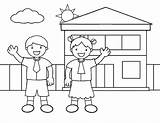 Anak Mewarnai Tk Sekolah Pemandangan Objek Lucu sketch template