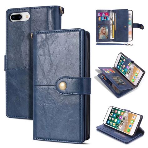 luxury pu leather wallet design  iphone   case multifunction button closure  cover