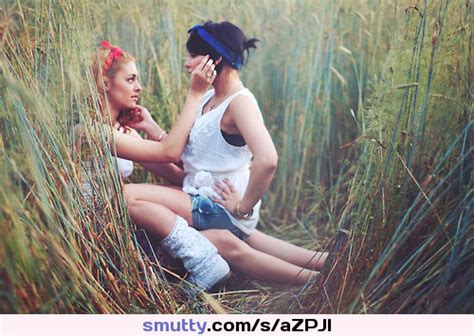 lesbians kissing caressing outdoor nature