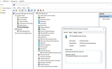 solved error  zbook   nxp nearfieldproximity provider  page  hp support