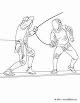Esgrima Fencing Coloring Hellokids Escrime Escrimeur Combate Boxeo Olympiques Esportes Línea sketch template
