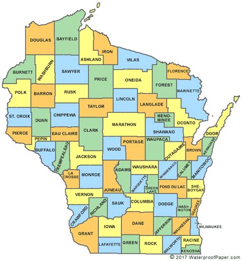 wisconsin county map wi counties map  wisconsin