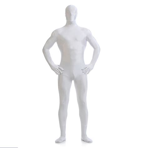 High Quality White Full Body Zentai Suit Unisex Lycra Spandex Bodusuit