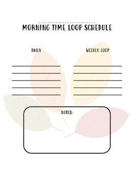 loop schedule printable template  homegrown littles tpt