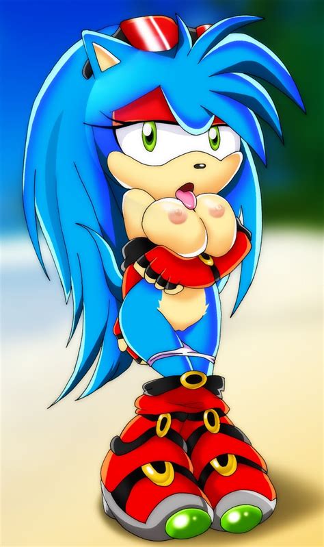 rule 34 bbmbbf becky the hedgehog blue fur blush breasts clothed clothing fan character female
