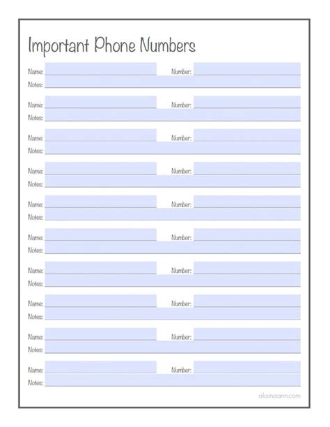 phone number template
