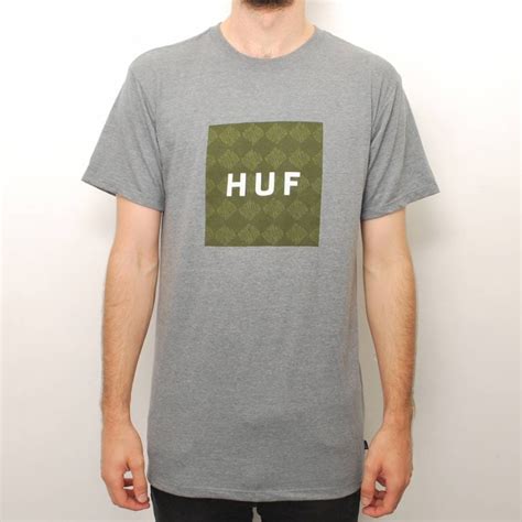 huf huf box logo luxe fill t shirt heather grey huf