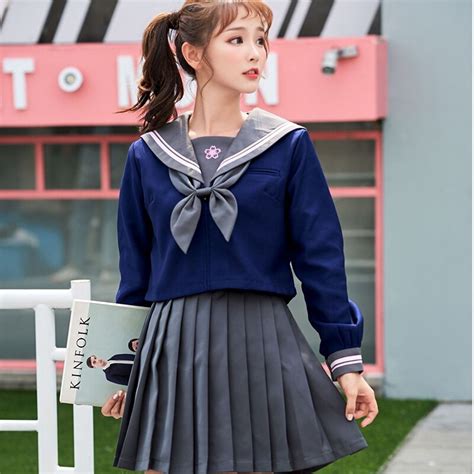 uphyd hot fashion school girl uniform s xxl long sleeve japanese sailor